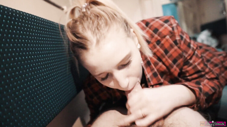 Легкодоступная русская попутчица сделала минет незнакомому парню в купе поезда