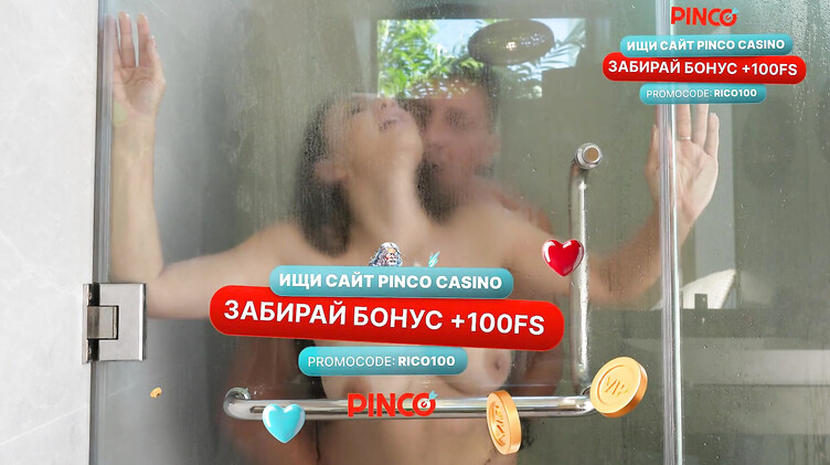 Мужик с большим хуем дважды кончил пока ебал брюнетку в душе и в спальне