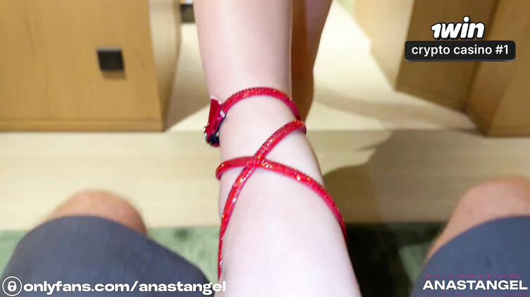 Anastangel: Сексуальная жена блондинка в красном платье ебется в отеле с любовником