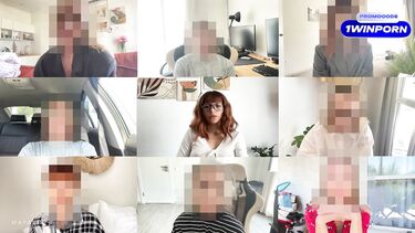 Трахает молодую жену в очках во время рабочего созвона по зуму