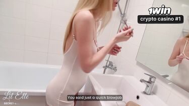 Сводный брат долго трется членом о киску сестры прежде чем выебать ее