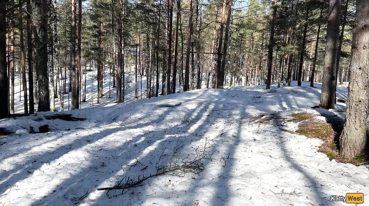 Заблудилась зимой в лесу и получила сперму в киску