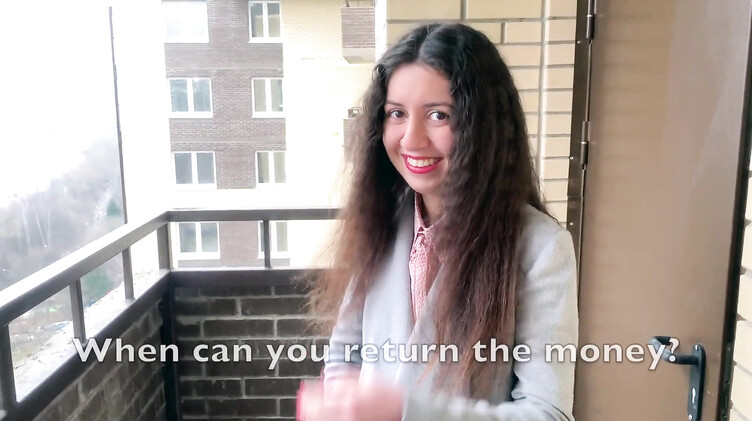 Кудрявая русская соседка попросила денег в долг за анальный секс