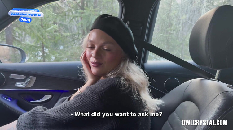 Оул Кристал в берете строчит минет богатому водителю мерса