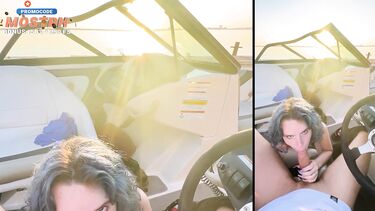 Русская туристка сосет капитану за прогулку на катере