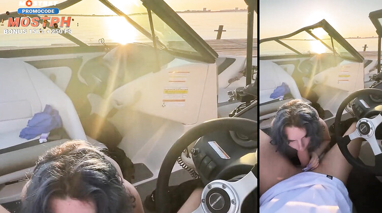 Русская туристка сосет капитану за прогулку на катере