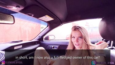 Miss Ellie Moore: Попала под дождь и отсосала член незнакомцу в машине