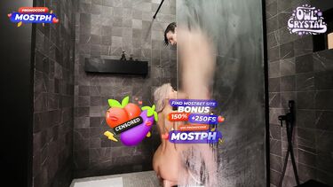 Анальный кремпай для худышки Овл Кристал в душе