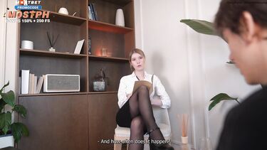 Удушение: Фантазер представляет секс с психологом в чулках у нее на приеме