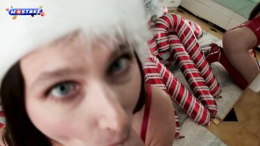 Новогодняя измена жене с любовницей в латексном боди