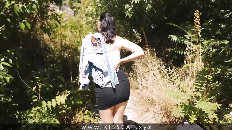 Незнакомец снял стресс брюнетке еблей на улице