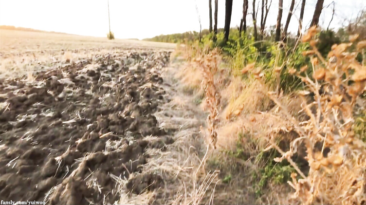 В одежде: Рыженькая любительница отдыха природы сосет в поле хуй парня