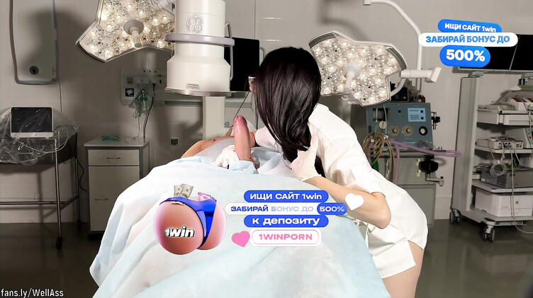 Ноги на плечи: Пациент с большим хуем ебет на операционном столе свою докторшу