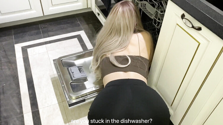 Отодрал раком сводную сестру, застрявшую в посудомоечной машинке