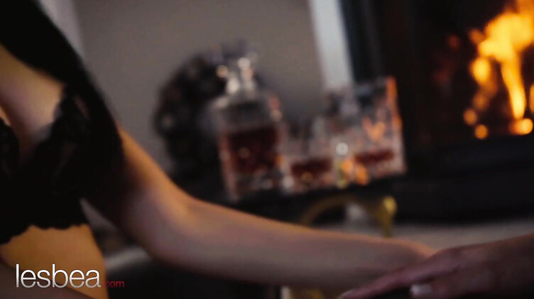 Романтическая полировка кисок языками лесбиянок у камина