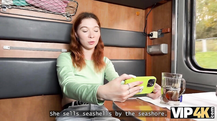 Незнакомец забил шайбу в киску и анал рыжей соседки по вагону